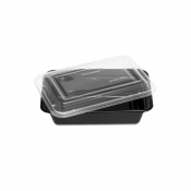 Container & Lid Rectangle PP Black/Clear 24oz/710ml x150