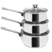 Saucepan Stainless Steel 3 Piece Set (16cm/1.5L, 18cm/2.2L & 20cm/2.9L) (Induction Compatible)