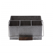 Brickhouse Collection Rectangular Flatware Caddy with Handle Stainless Steel 27.5x21x12cm