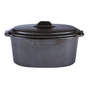 Cast Iron Effect Cookware Oval Casserole Dish With Lid 15.7x9x8cm 12oz/34cl