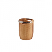 Acacia Wood Cutlery Cylinder with Metal Handles