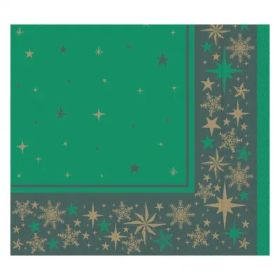 Christmas Napkin Merry & Bright Green 40cm 3ply x600